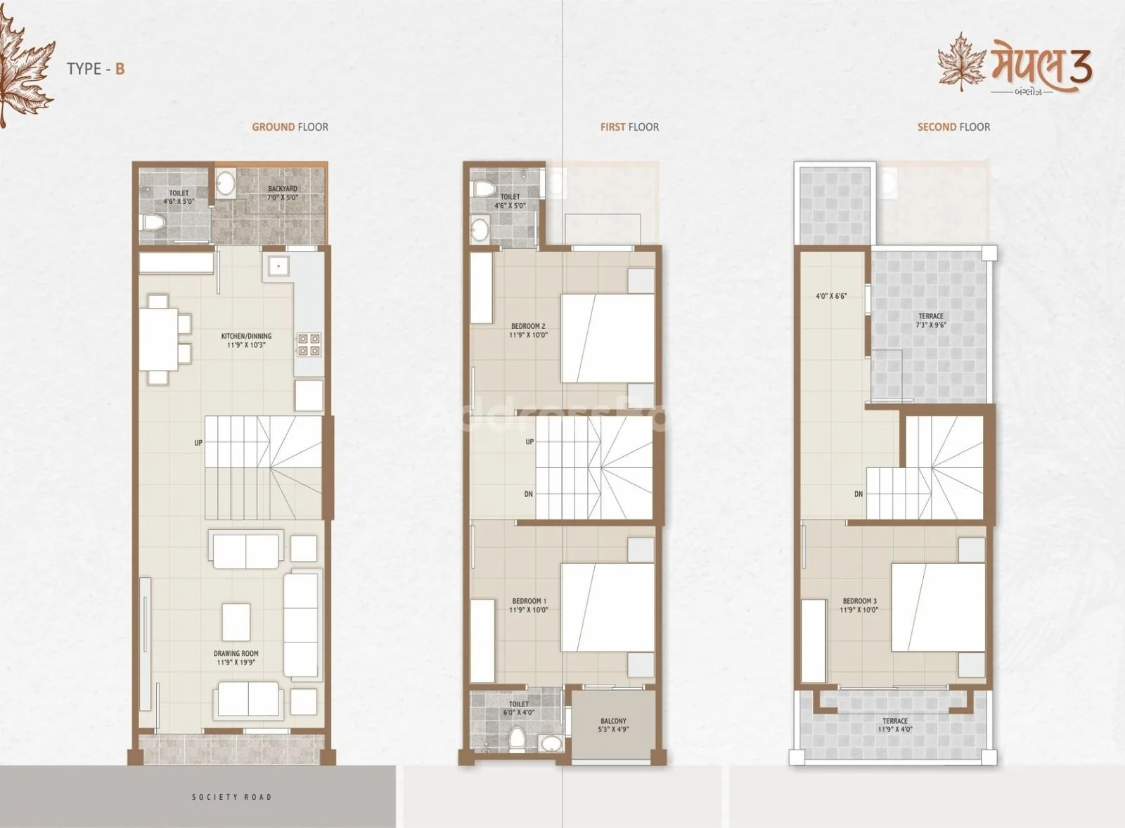 Maple Bunglows - 3 Floor Plan