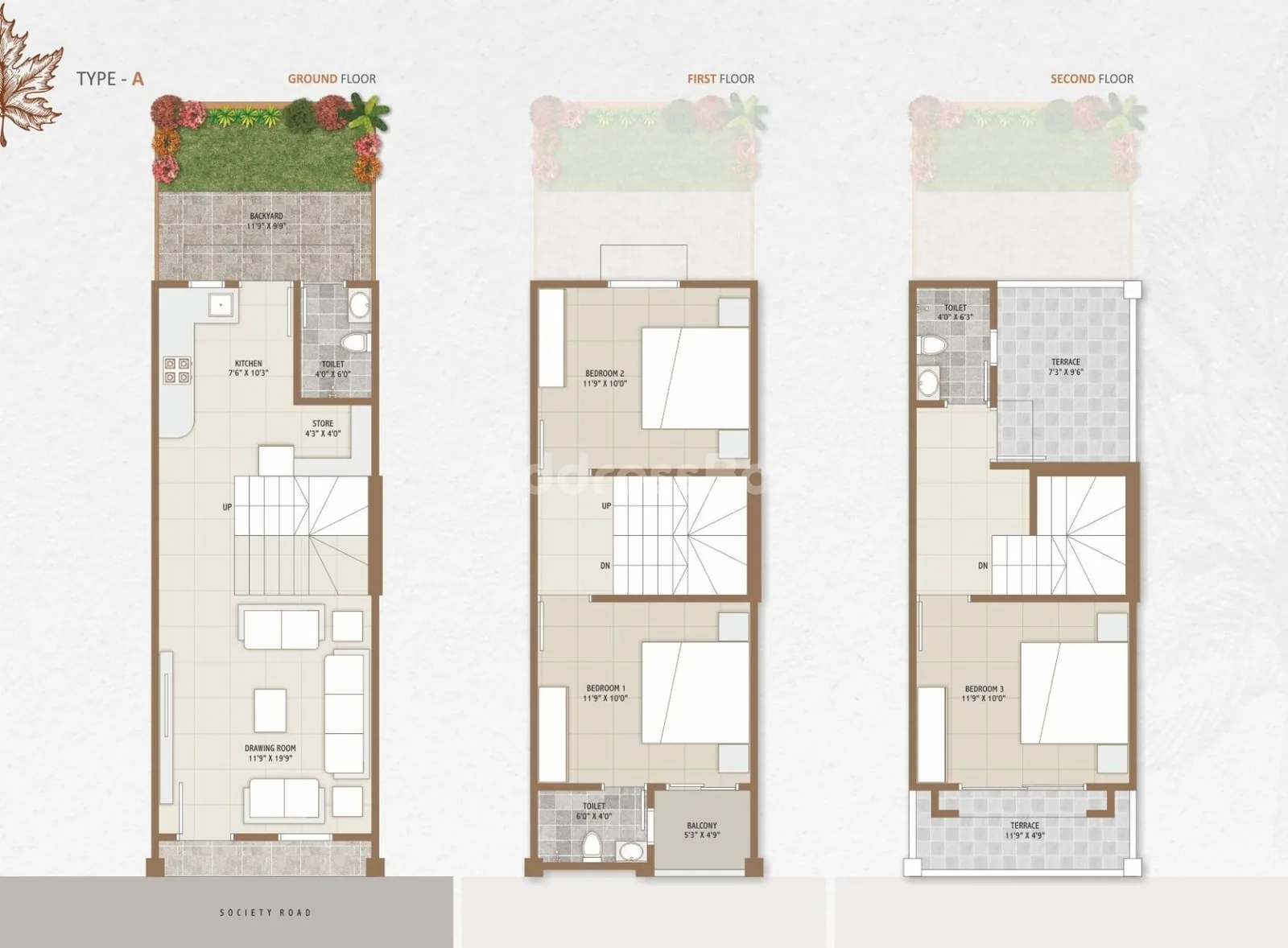 Maple Bunglows - 3 Floor Plan